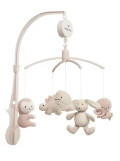 Clearance - mobile pinnasänkyyn Animals, old pink/warm linen Mobilet