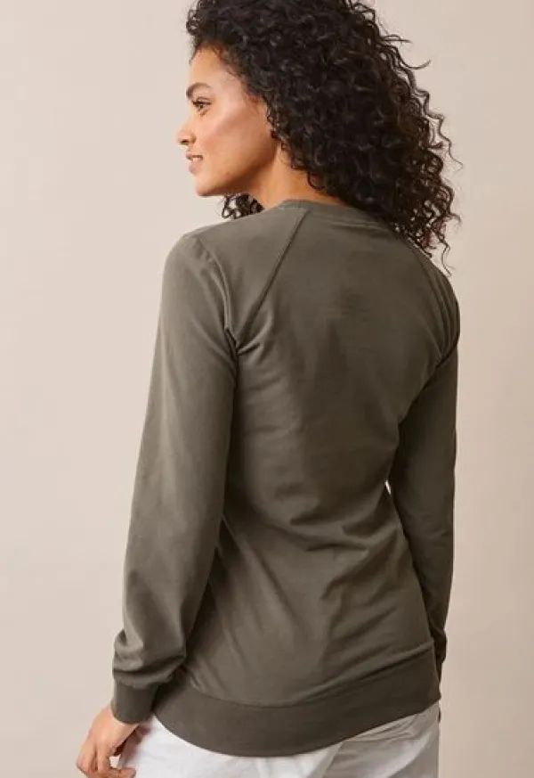 Online Boob Design - imetyscollege B-Warmer Sweatshirt Olive leaf Äitiyspaidat|Imetyspaidat