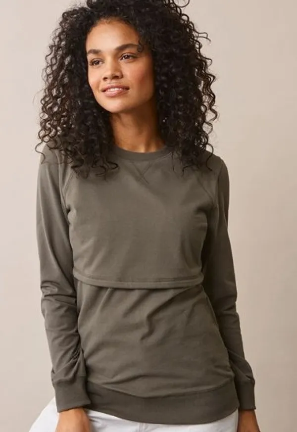 Online Boob Design - imetyscollege B-Warmer Sweatshirt Olive leaf Äitiyspaidat|Imetyspaidat