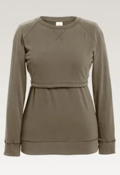 Online Boob Design - imetyscollege B-Warmer Sweatshirt Olive leaf Äitiyspaidat|Imetyspaidat