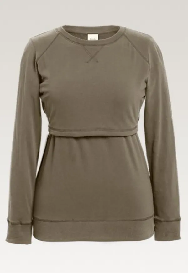 Online Boob Design - imetyscollege B-Warmer Sweatshirt Olive leaf Äitiyspaidat|Imetyspaidat
