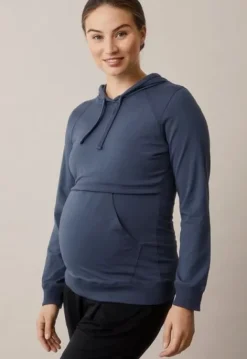 Online Boob Design - imetyshuppari B-Warmer Hoodie, Thunder blue Äitiyspaidat|Imetyspaidat