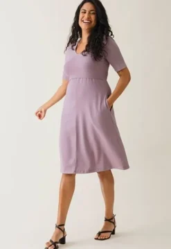 Best Boob Design - Imetysmekko lyhythihainen, lavander Äitiyshousut Ja -Hameet|Imetyspaidat
