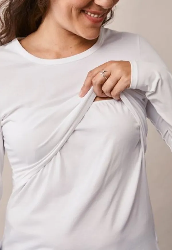 Clearance Boob Design - imetyspaita pitkähihainen Classic Valkoinen Äitiyspaidat|Imetyspaidat