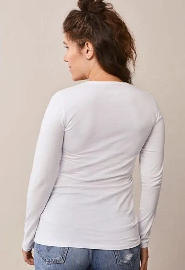 Clearance Boob Design - imetyspaita pitkähihainen Classic Valkoinen Äitiyspaidat|Imetyspaidat
