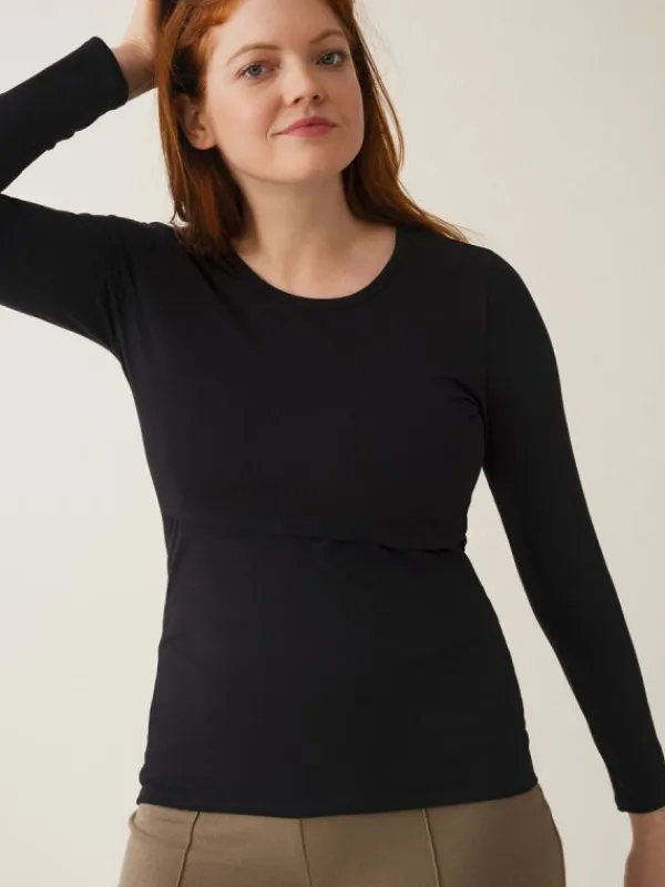 Sale Boob Design - imetyspaita pitkähihainen Classic, musta Äitiyspaidat|Imetyspaidat