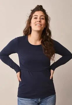 Discount Boob Design - imetyspaita pitkähihainen Classic, midnight blue Äitiyspaidat|Imetyspaidat