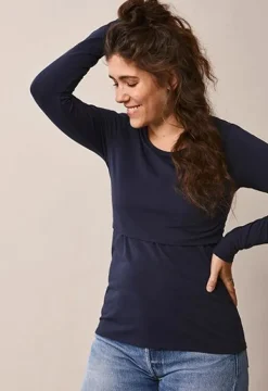 Discount Boob Design - imetyspaita pitkähihainen Classic, midnight blue Äitiyspaidat|Imetyspaidat