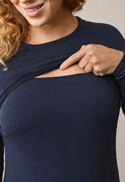 Discount Boob Design - imetyspaita pitkähihainen Classic, midnight blue Äitiyspaidat|Imetyspaidat