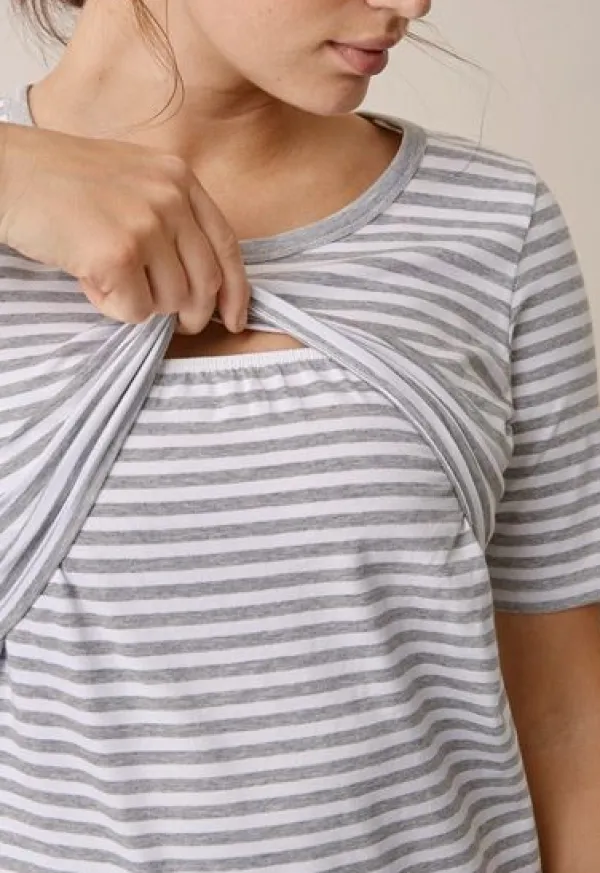 Outlet Boob - äitiys- ja imetysyömekko - White grey Imetysyöasut|Odotusajan Alusvaatteet