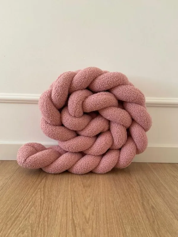 Hot Bouclé Palmikko reunasuoja pinnasänkyyn ja juniorisänkyyn - Pink Vuodevaatteet Ja Viltit