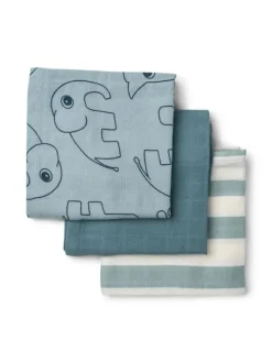 New - harsoliina 3-pack 70x70 - Deer friends Blue Puuvillaharsot