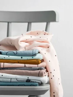 Hot - harsoliina 2-pack 70x70 - Dreamy dots mustard Puuvillaharsot