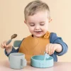New - Peekaboo silikoninen ruokalappu 2-PACK - Elphee Mustard Ruokailuhetkiin