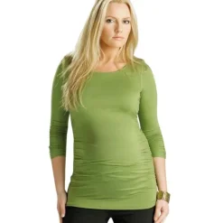 Clearance Fun Mum - äitiyspaita pitkähihainen Ruched Top, vihreä Äitiyspaidat
