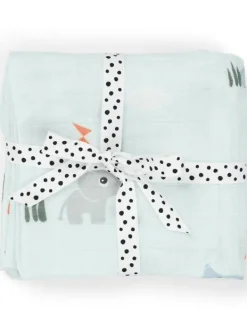 New Harsoliina 2-pack 70x70 - Playground Blue - Puuvillaharsot