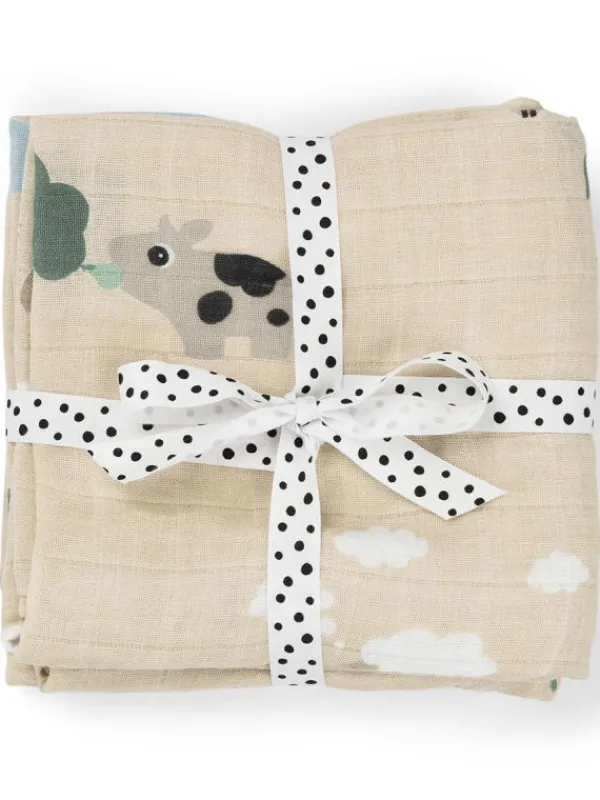 Clearance Harsoliina 2-pack 70x70 - Tiny farm - Puuvillaharsot
