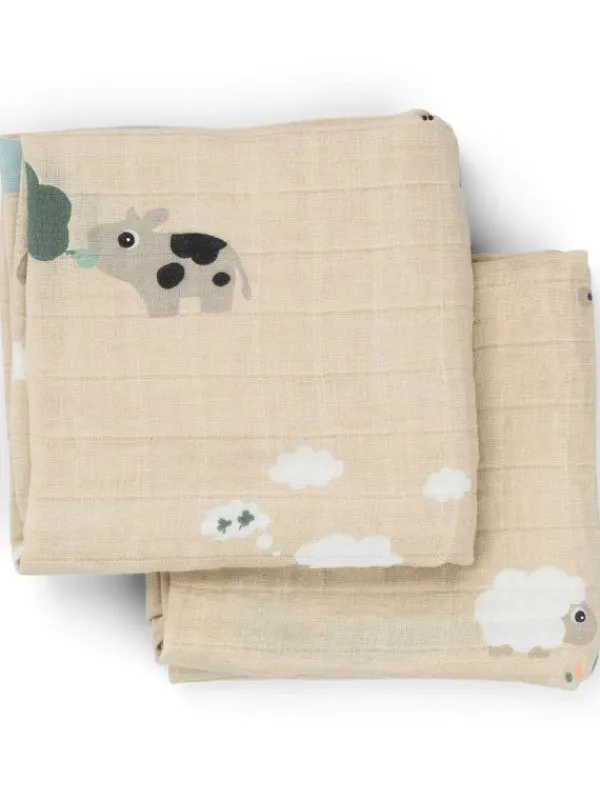 Clearance Harsoliina 2-pack 70x70 - Tiny farm - Puuvillaharsot