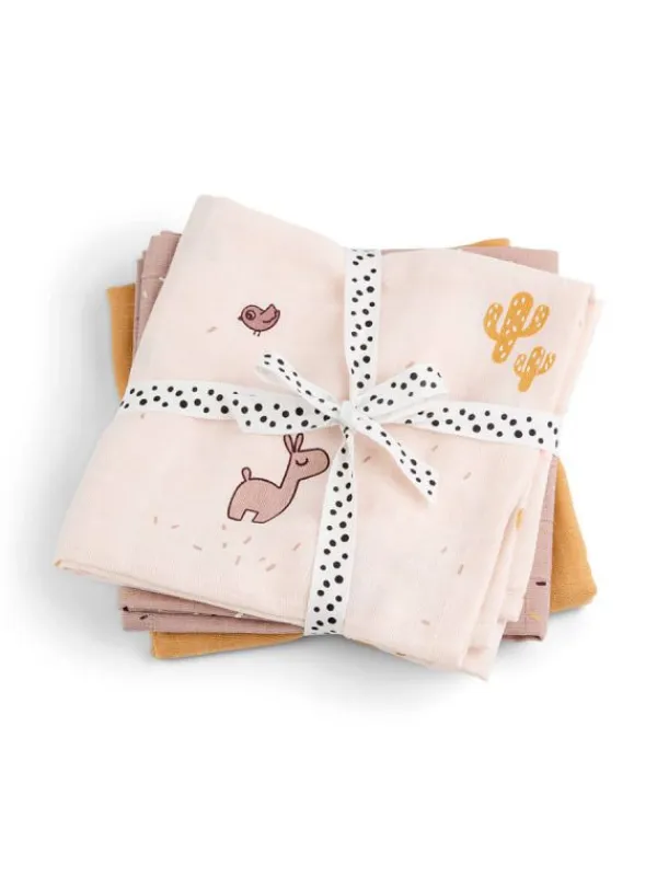 Sale Harsoliina vauvalla 3-pack 70x70 - Lalee Powder - Puuvillaharsot
