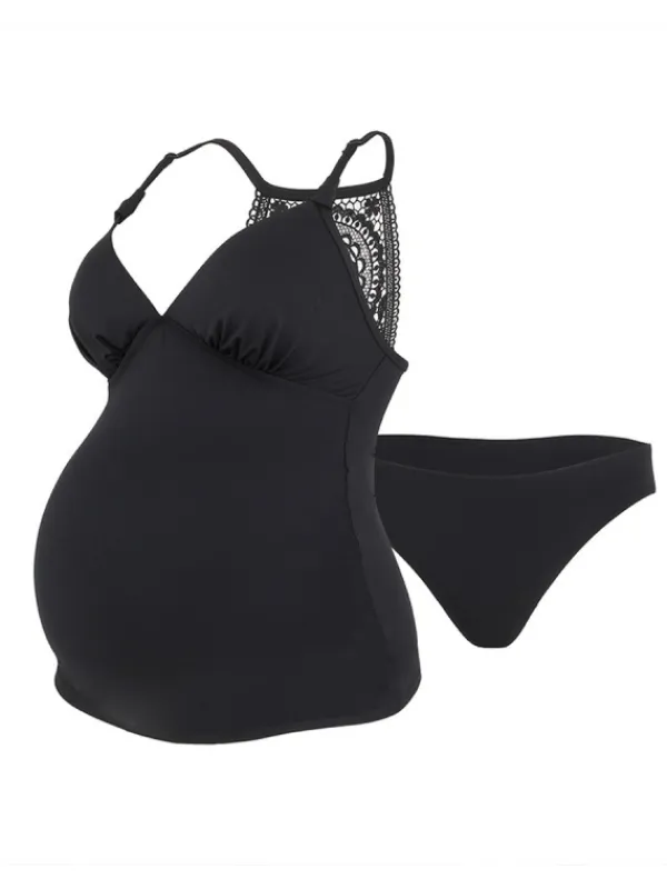 Äitiysuimapuku tankini Maori (musta) | CACHE COEUR Äitiysuimapuvut