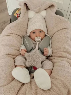 Discount Lämmin nallenkorva boucle turvakaukalon viltti – beige Lämpöpussit