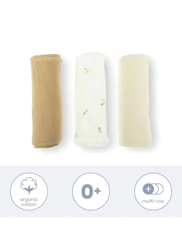 Discount Luomupuuvillainen harso 3-Pack, cream | Puuvillaharsot