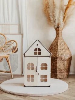 Clearance Luonnollinen puinen nukkekoti avattavalla etuosalla Toiminnalliset Lelut|Puiset Lelut