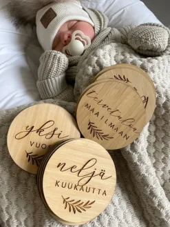 Online Puiset Milestone kuukausikortit vauvalle 0-12 kk, FIN Vauvakirjat Ja Kortit