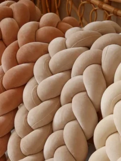 Clearance Velvet Palmikko reunasuoja pinnasänkyyn ja juniorisänkyyn - Beige Vuodevaatteet Ja Viltit