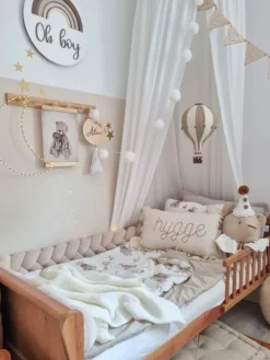 Clearance Velvet Palmikko reunasuoja pinnasänkyyn ja juniorisänkyyn - Beige Vuodevaatteet Ja Viltit