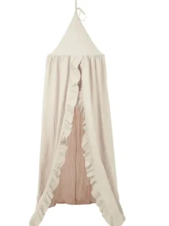 Outlet Vuodekatos jossa etuosassa röyhelö, beige Sängyt, Kehdot Ja Vaaterekit|Verhokatokset