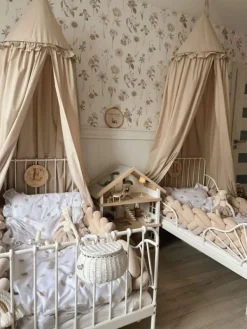 Outlet Vuodekatos jossa röyhelö, beige Sängyt, Kehdot Ja Vaaterekit|Verhokatokset