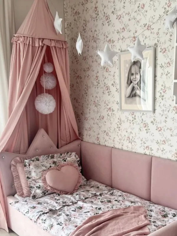 New Vuodekatos jossa röyhelö, dirty pink Sängyt, Kehdot Ja Vaaterekit|Verhokatokset