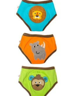 Zoocchini-harjoitteluhousut 3 kpl Safari Friends pojille Potta Ja Kuivaksiopetteluhousut